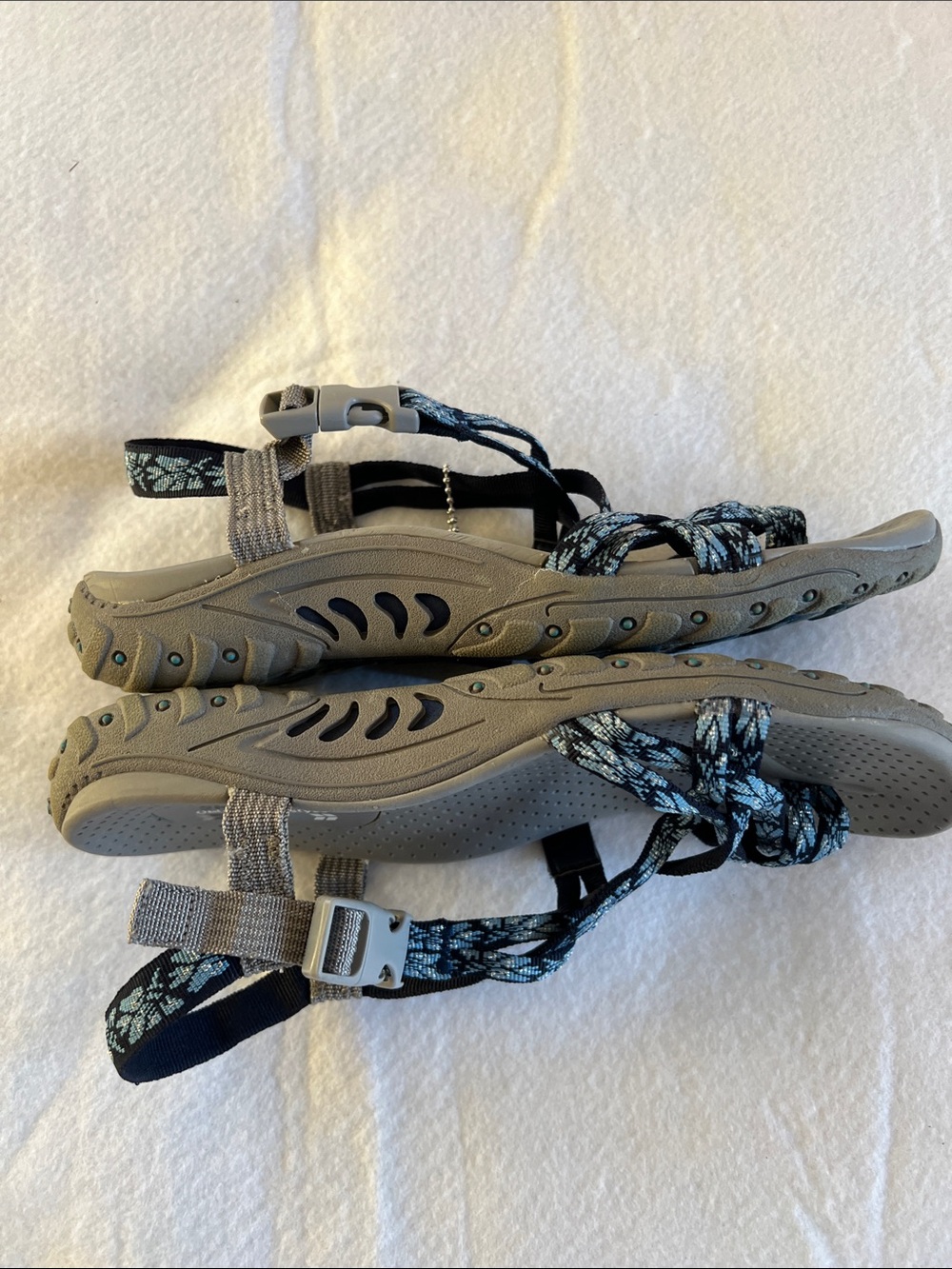 Skechers Women's Gray Sandals with Black & Light Blue Straps - Picture 2 of 3
